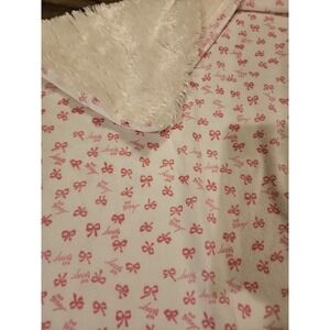 Betsey Johnson Pink Bows Baby Blanket Faux Fur Fleece XOX Hard To Find HTF